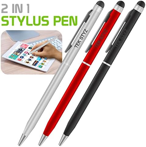 Pro Stylus Pen עבור Asus Zenpad 7.0 עם דיו, דיוק גבוה, צורה רגישה במיוחד וקומפקטית למסכי מגע [3 חבילה-שחור-אדום-סילבר]